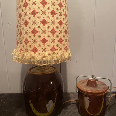 Cute Little Lamp and Crock Jar
