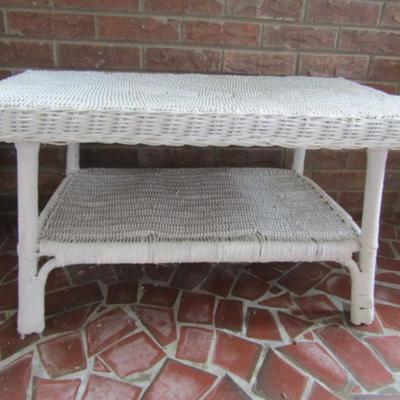 Natural Wicker Two Tier Table