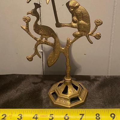 Vintage Monkey and Peacock in Tree