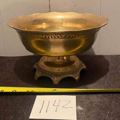 Mid Century Brass Pedestal Bowl