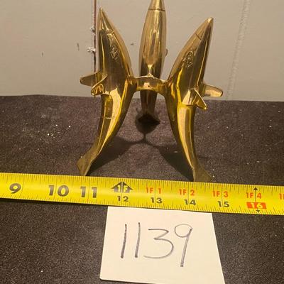 Vintage Brass Dolphin Holder