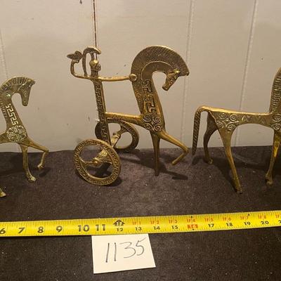 Vintage Brass Etruscan Horses and Chariot