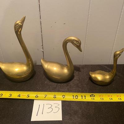 Mid Century Brass Swans