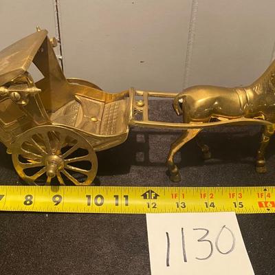 Vintage Brass Horse and Carriage