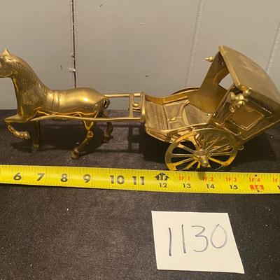 Vintage Brass Horse and Carriage