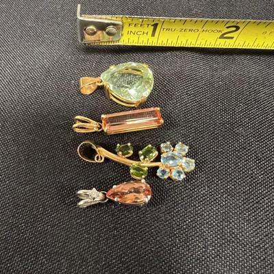 Four Pendants with Colored Gemstones & a Ring (B1-MG)