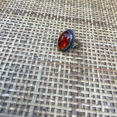 Vintage Sterling and Amber Ring