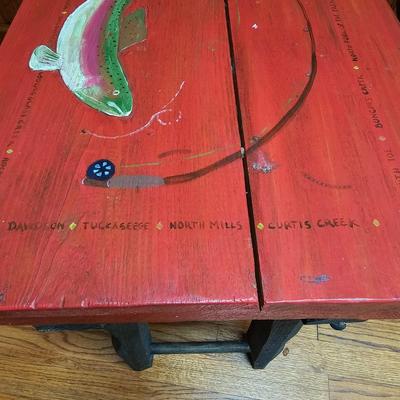 Handmade/Signed Fish Themed Table (D-JS)