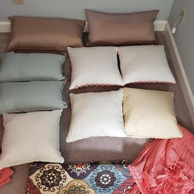 Nine Decorative Pillows & Three Throw Blankets (BR2-KD)