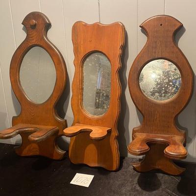 Vintage Oil Lamp Wall Hangers w/Mirrors