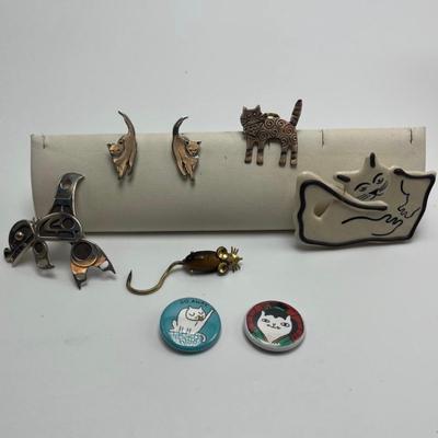 925 Cat Pin, Cat Earrings & More (B1-MG)
