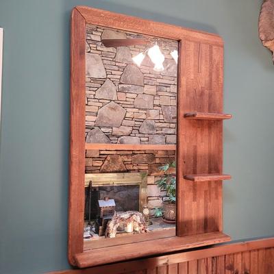 Large Wooden Mirror with Shelves (D-CE)
