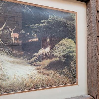 Deer Scene Print in Rustic Frame (D-CE)