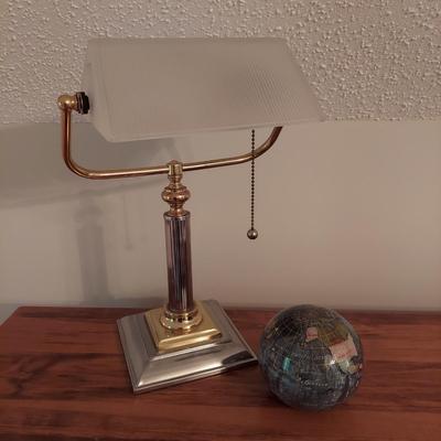 Retro Bankers Lamp and Globe Paperweight (O-BBL)