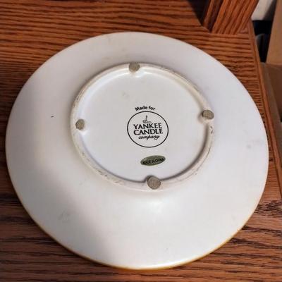 Yankee Large Jar Candle Shade & Plate Pumpkin Sunflower Fall Thanksgiving