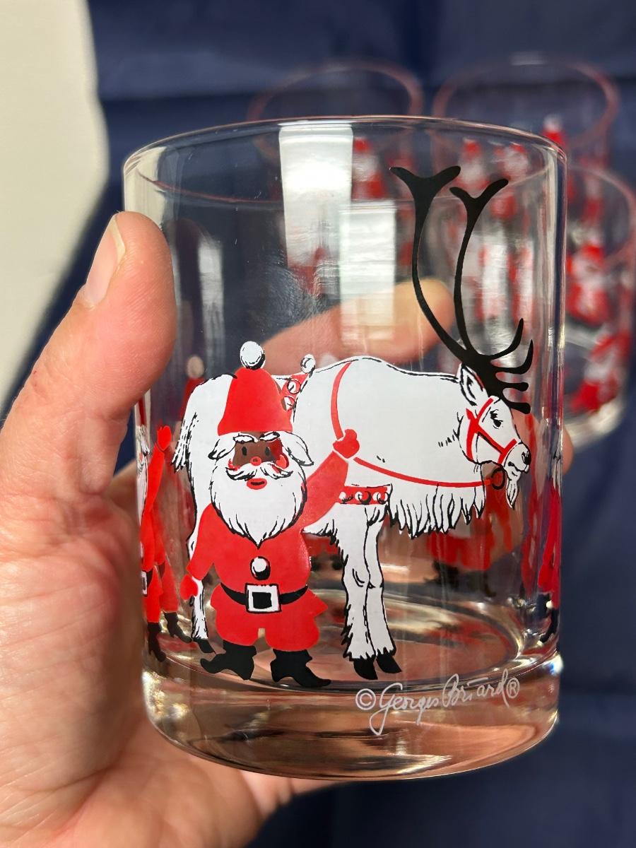 Vintage Midcentury Georges Briard Christmas Holiday Rocks Low Ball Tumblers  Drink Glasses