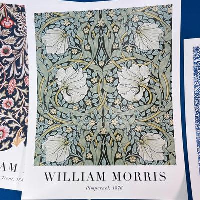 SET OF 4 WILLIAM MORRIS WALLPAPER FABRIC EXAMPLES 