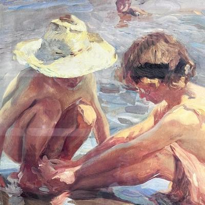 FRAMED GETTY MUSEUM PRINT CHILDREN AT THE BEACH