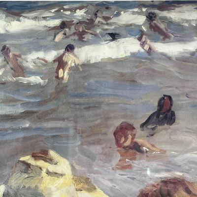 FRAMED GETTY MUSEUM PRINT CHILDREN AT THE BEACH