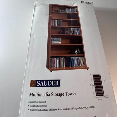 CHERRY FINISH BOOKCASE MULTI-MEDIA STORAGE UNIT NEW IN BOX KIT
