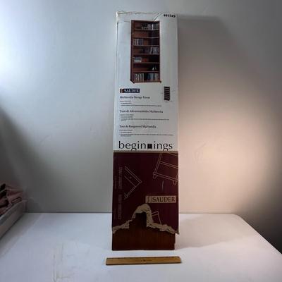 CHERRY FINISH BOOKCASE MULTI-MEDIA STORAGE UNIT NEW IN BOX KIT