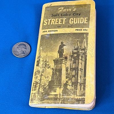 VINTAGE 1954 FARRâ€™S SALT LAKE STREET GUIDE with FOLD-UP MAP IN BACK