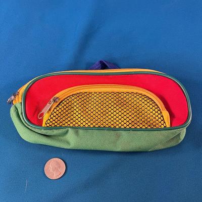 COLORFUL 80â€™s 2 SECTION NYLON POUCH