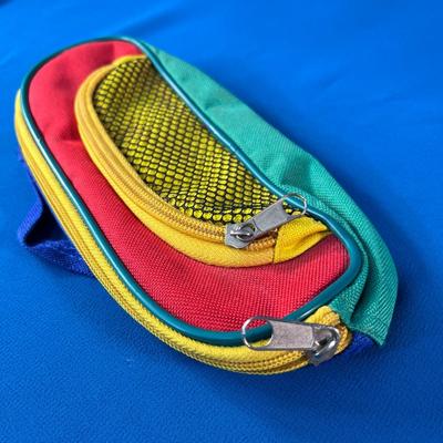 COLORFUL 80â€™s 2 SECTION NYLON POUCH