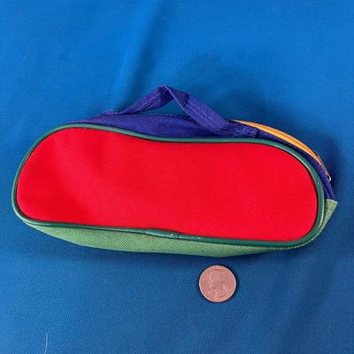 COLORFUL 80â€™s 2 SECTION NYLON POUCH