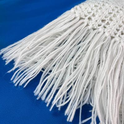 SOFT WHITE CROCHETED SHAWL WITH FRINGE