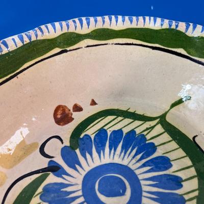 VINTAGE TALAVERA-STYLE POTTERY BOWL HAND PAINTED MEXICO