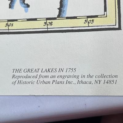 REPRODUCTION OF 1755 MAP OF THE GREAT LAKES NEW IN TUBE