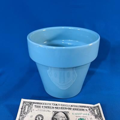 ELECTRIC BLUE TURQUOISE GLAZED FLOWER POT
