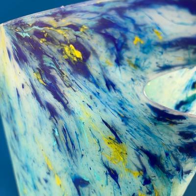 COLORFUL ARTSY SWIRLED PLASTIC SMALL TRASH BIN