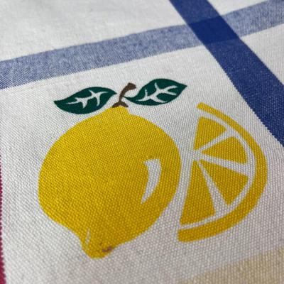 PAIR OF WOVEN COTTON LEMON PLAID PLACE MATS