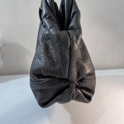 EMBOSSED GREY/BLACK LEATHER PURSE HANDBAG 