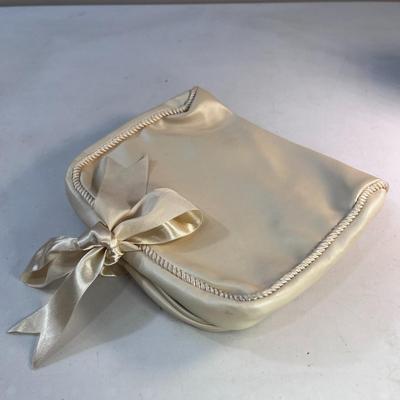CLASSY SATIN TRIMMED COSMETIC BAG