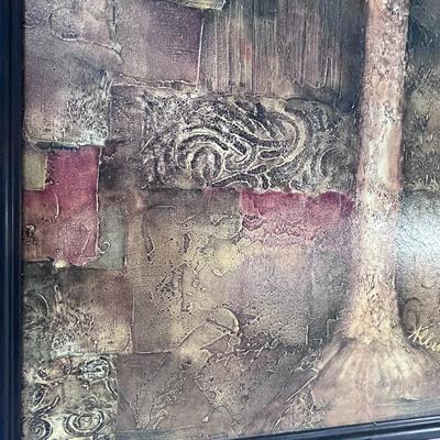 LARGE STYLIZED PALM TREE ORIGINAL PAINTING FRAMED