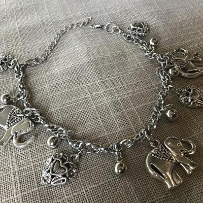 Anklet Adjustable Elephantâ€™s And Hearts New