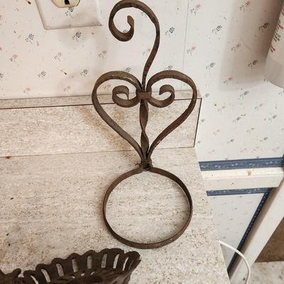 Antique Vintage Cast Iron Oil Lamp holders Wall Sconce