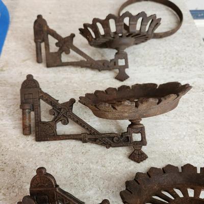 Antique Vintage Cast Iron Oil Lamp holders Wall Sconce