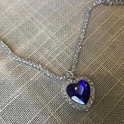 Rhinestone Blue Heart ðŸ’™ Fashion Necklace New