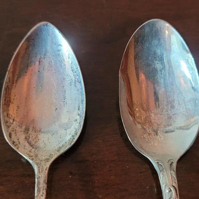 (2) Antique Unmarked Silver Children's Spoons