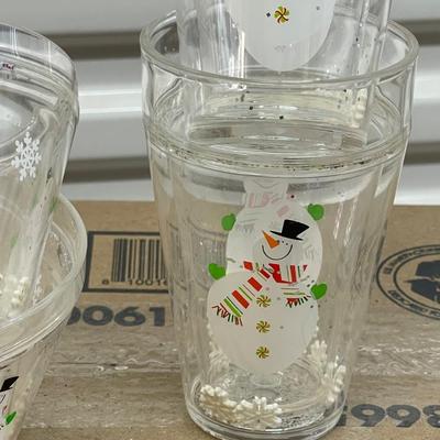 Set of Two Bowls and Two Cups - Snowman - Plastic