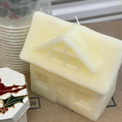Misc. Paper Lot and Christmas House Candle