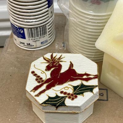 Misc. Paper Lot and Christmas House Candle