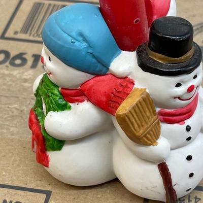 Snowman Candle Holder and Santa Wall Plaque