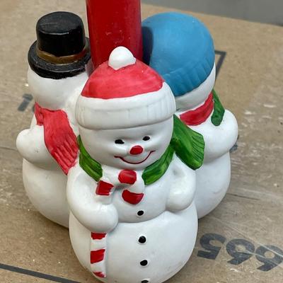 Snowman Candle Holder and Santa Wall Plaque