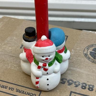 Snowman Candle Holder and Santa Wall Plaque
