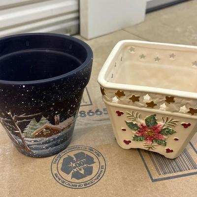 Set of Two Small Christmas Planters